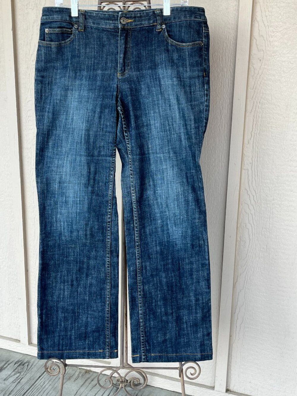 Michael Kors Jeans Womens Dark Washed Denim Straight Leg Logo Pocket Detail 12